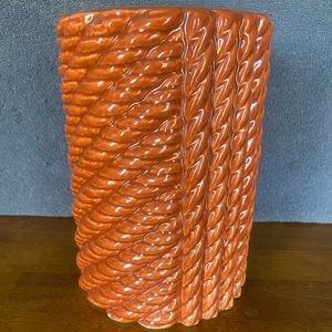Vintage ceramic rope basketweave patterned vase